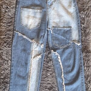 Stylish Patch Work Blue Jeans for Ladies S